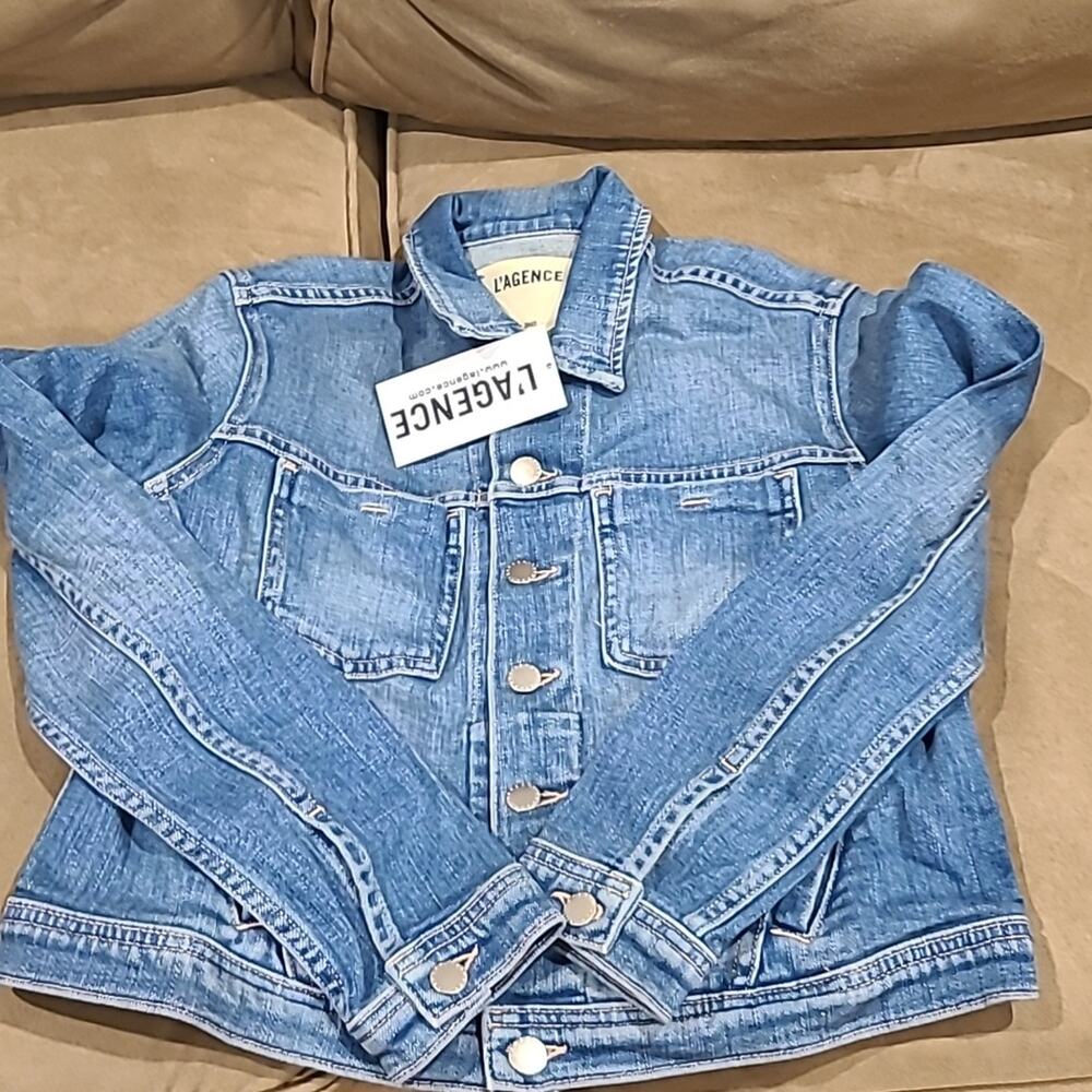 NWT L'AGENCE Jemma Slim Denim Jacket Pomona Blue S - Picture 4 of 5